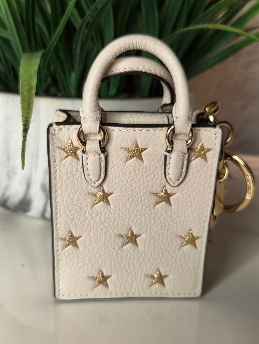 Coach North/South Mini Tote Bag Charm With Star Print Leather Keychain NWT - Picture 3 of 8